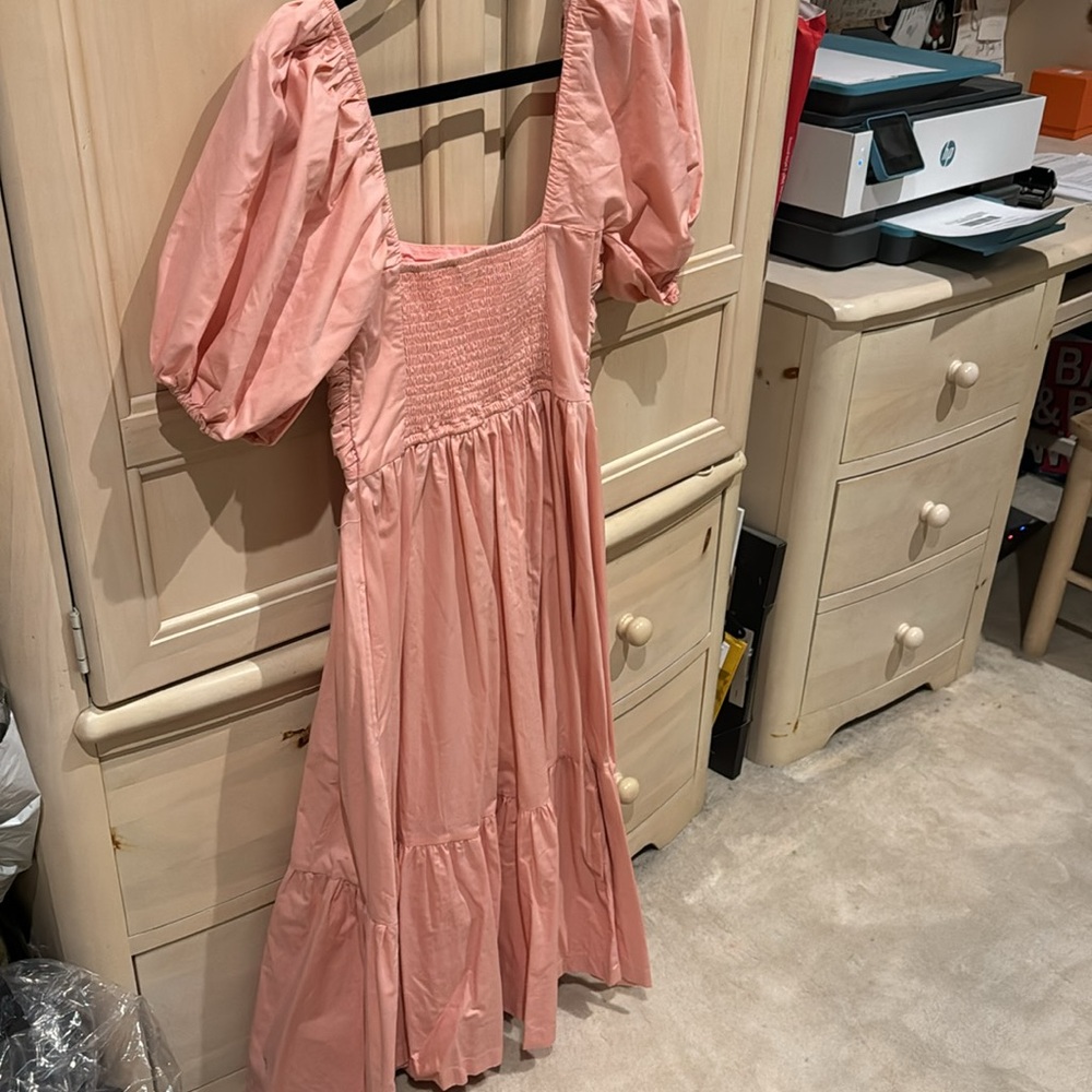 Abercrombie & Fitch Pink Maxi Dress with Puff Sleeves - Picture 6 of 8